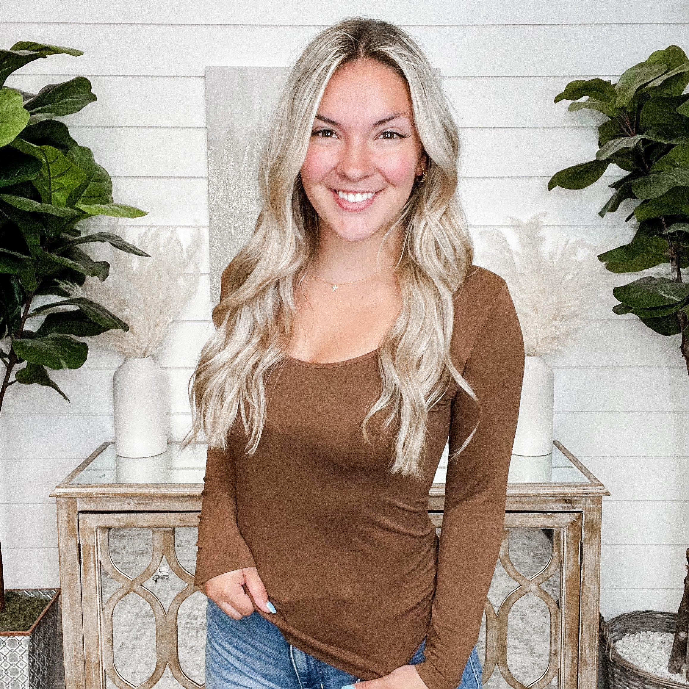 Basic Reversible V & Scoop Neck Long Sleeve Top - 6 colors! - Image 6