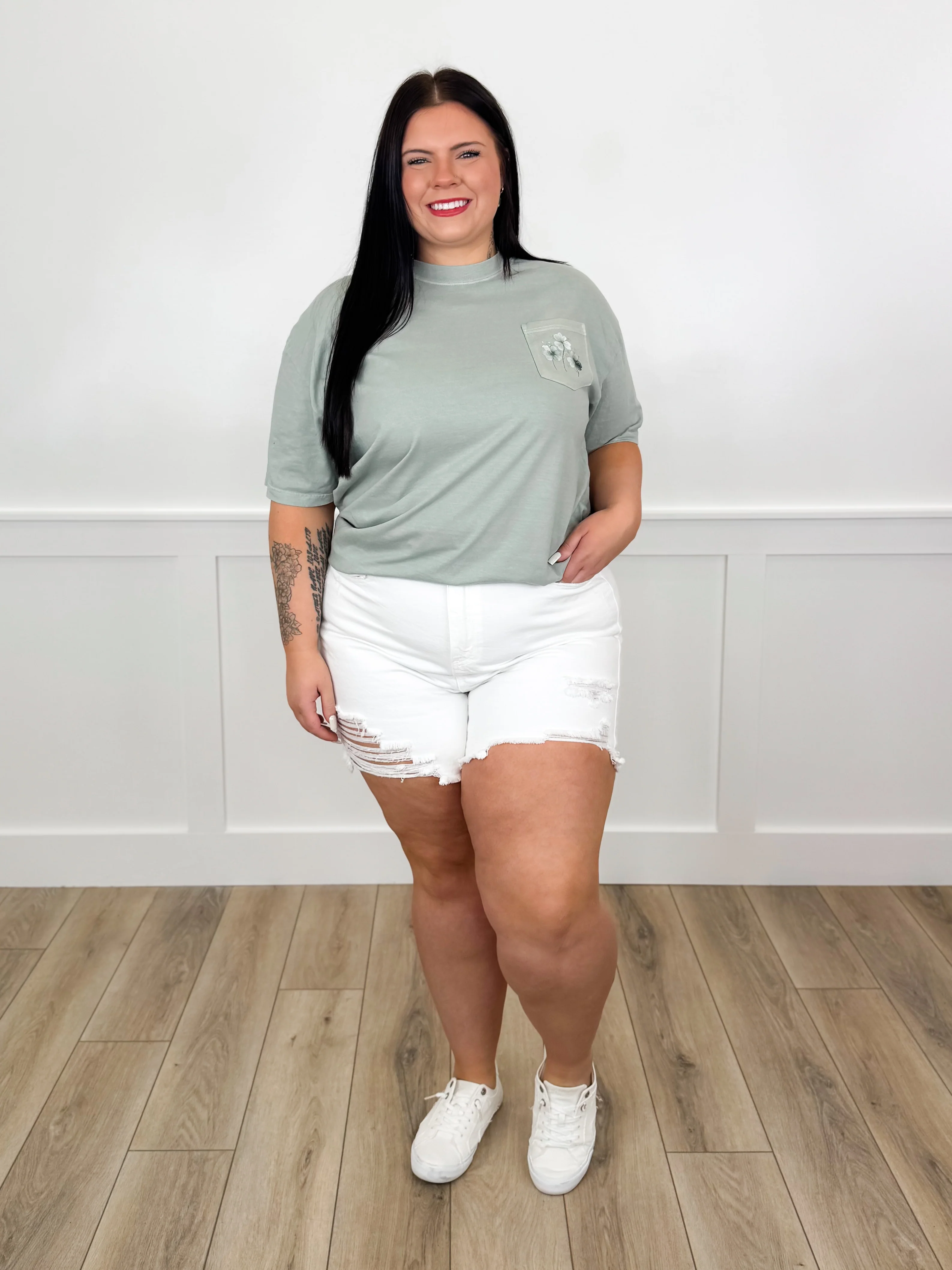 Judy Blue Amber High-Rise Denim Shorts – White (Rigid Magic, Distressed) - Image 17
